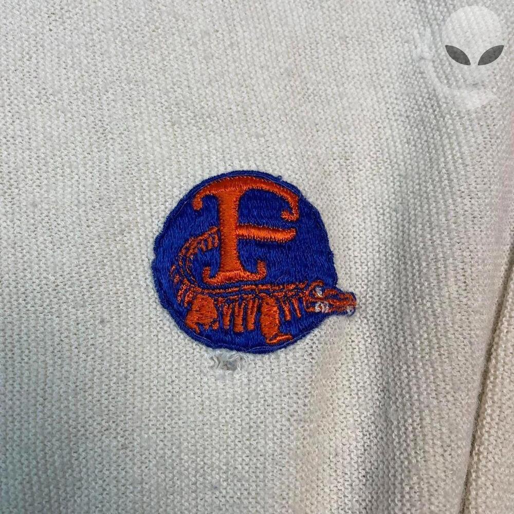 UF Florida Gators Knit Acrylic Cardigan Large Cream Vintage 70s USA - Picture 4 of 8